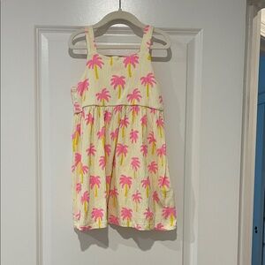 Zara Pink and Yellow Palm Print Dress